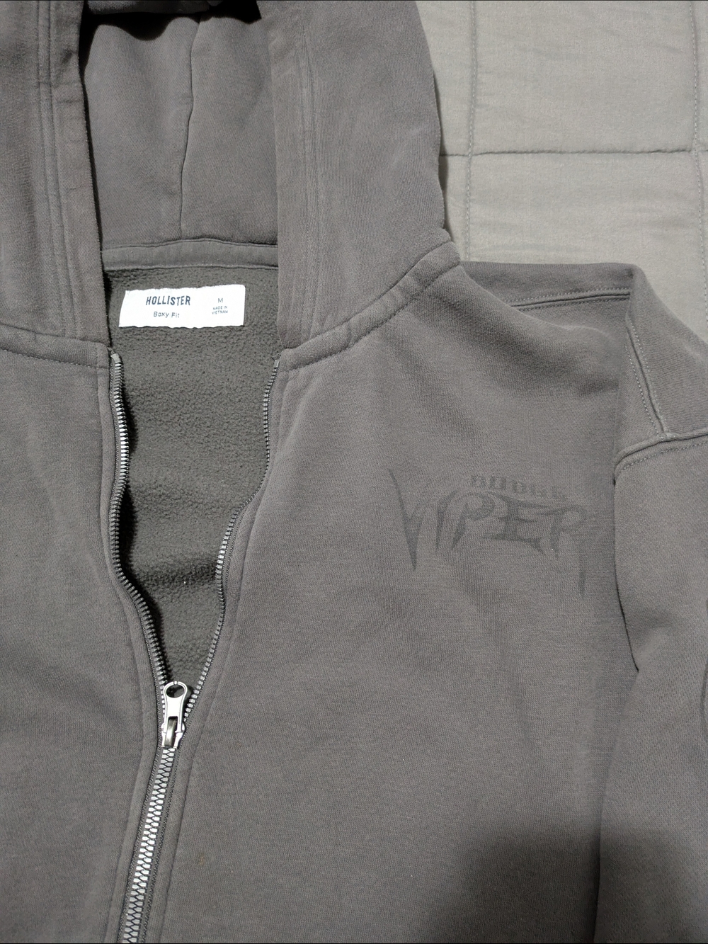 Hooded Hollister Zip-Up Sweater in Gray - Picture 2 of 5